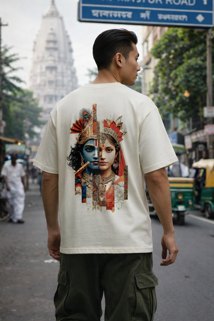 Radha Krishna Duality - Oversized Drop-Shoulder | 240 GSM Heavy Gauge Terry Cotton | Premium Biowash