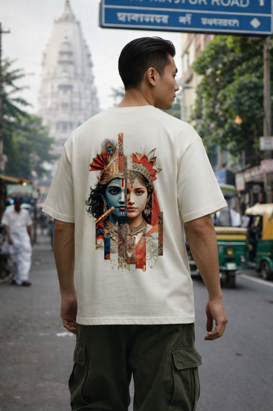 Radha Krishna Duality - Oversized Drop-Shoulder | 240 GSM Heavy Gauge Terry Cotton | Premium Biowash