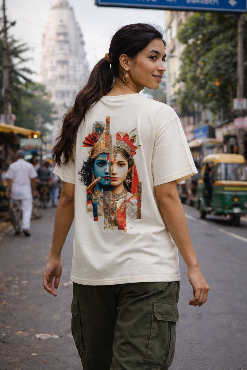 Radha Krishna Duality - Oversized Drop-Shoulder | 240 GSM Heavy Gauge Terry Cotton | Premium Biowash