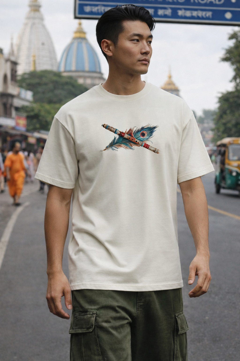 Radha Krishna Duality - Oversized Drop-Shoulder | 240 GSM Heavy Gauge Terry Cotton | Premium Biowash